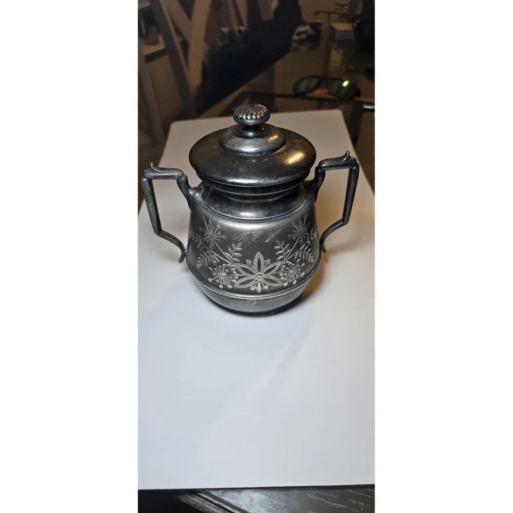 Antique Silver Creamer Pitcher 1800s By Simpson Hall Miller & Co Treble Plate